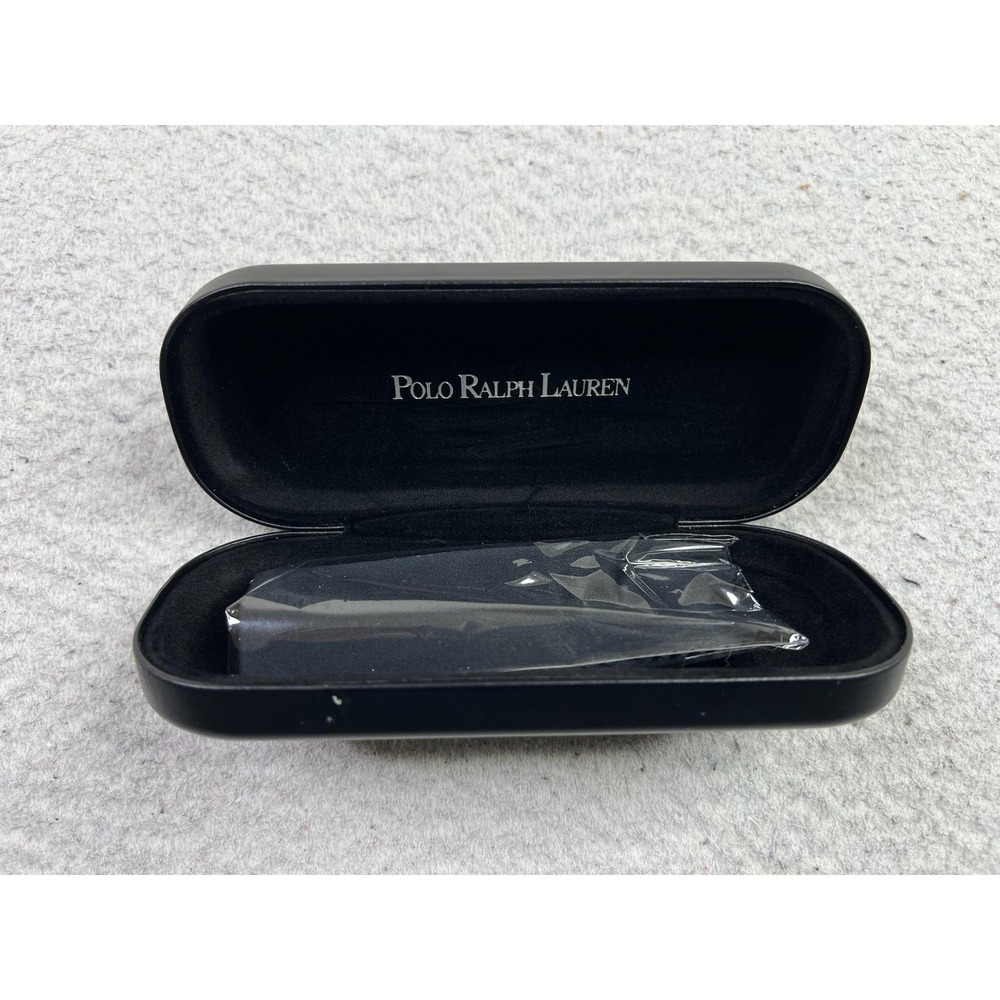 Polo Ralph Lauren Black Hard Eyeglass Sunglass Case Holder Felt Lined + Cloth